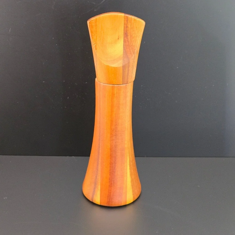 Nambe‎ Wood Pepper Mill Grinder 10 Inch Tall Mid Century Modern Sculptural Brown